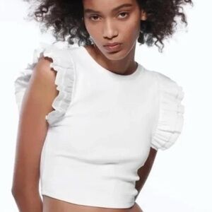 Zara White Ruffled Top